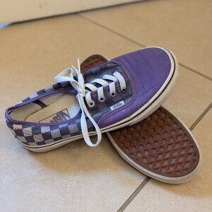 VANS T375 Women's Purple Checker Low Top Lace Up Shoes Size 7